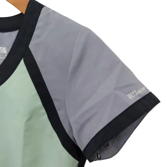 Grey's Anatomy Scrub Top Womens XXS Green V-Neck Short Sleeve Active Uniform - Picture 4 of 9